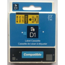 Dymo páska D1, 40918, S0720730, 9 mm, černá/žlutá, kompatibilní