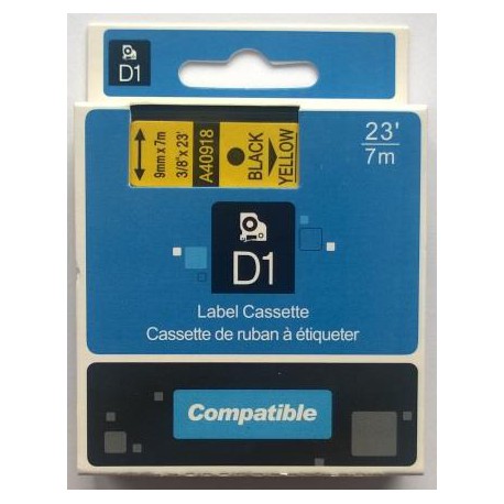 Dymo páska D1, 40918, S0720730, 9 mm, černá/žlutá, kompatibilní