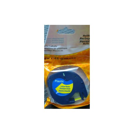 Kompatibilní páska DYMO LetraTag 59423, 12mm, plastová, černý tisk na žlutý podklad, 4m, S0721570